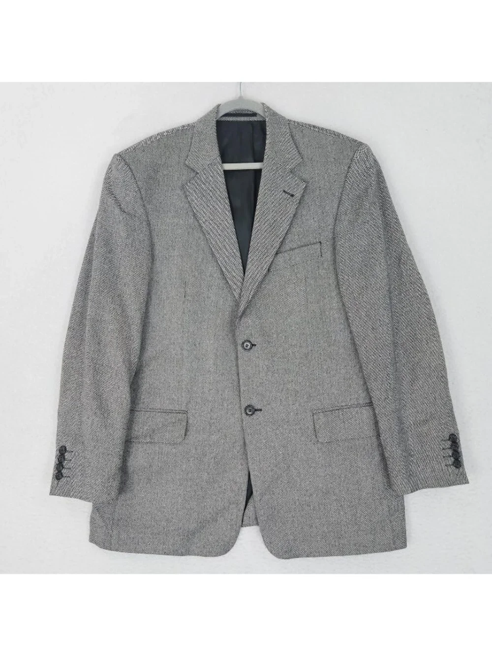 Hiltl Jacket Mens EU 52 US 42 Gray Wool Herringbone Blazer Sport Coat Two Button